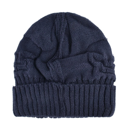Winter Beanies Men Knitted Skull Pattern Solid Color Hat With Metal Skulls Skullies Beanies Men's Knit Thick Hats Add Velvet