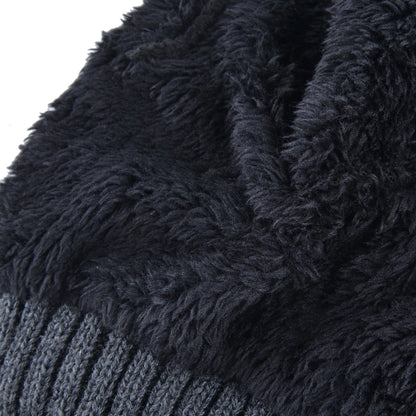 Winter Beanies Men Knitted Skull Pattern Solid Color Hat With Metal Skulls Skullies Beanies Men's Knit Thick Hats Add Velvet