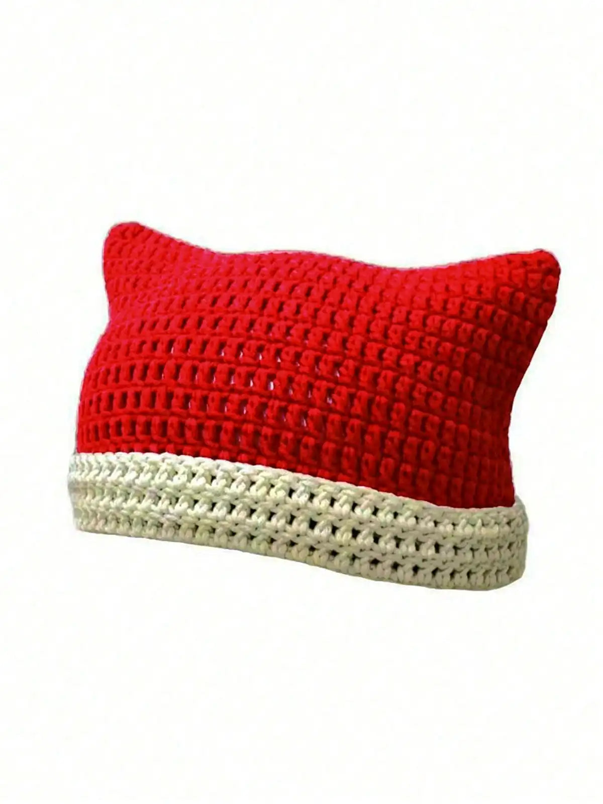 Cute Cat Ears Beanie Hats for Women Winter Striped Korean Punk Gothic Y2K Wool Knitted Streetwear Handmade Crochet Bucket Cap