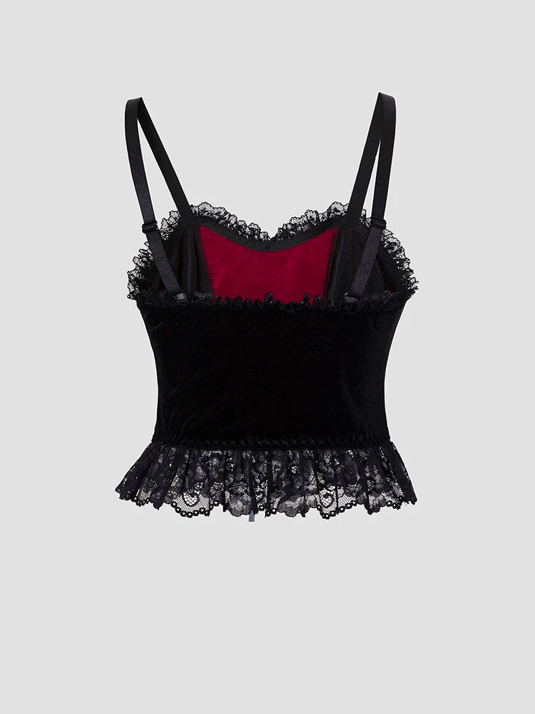 Y2K Gothic Style Sexy Top Fashion Sleeveless Waistcoat Backless Lace T-shirt Women Elegant Retro Underwear  Summer Outwear