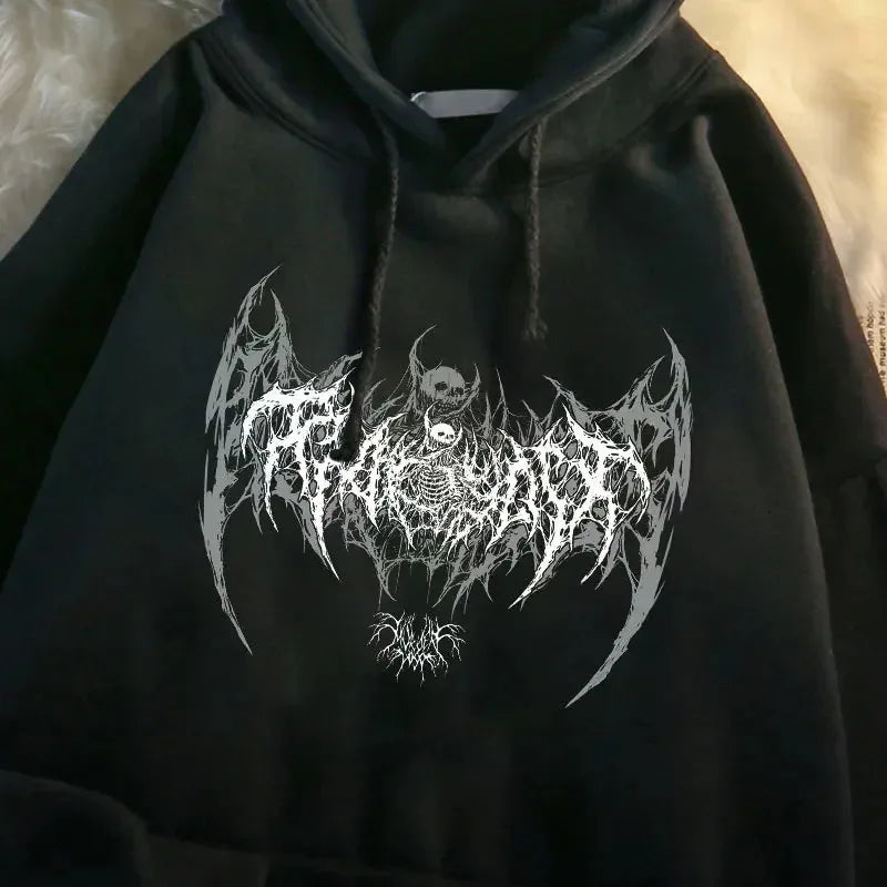 2025 Skull Print Halloween Hoodie for Men and Women, A Top-notch Gothic Black Punk Style Fashionable and High-quality Hoodie
