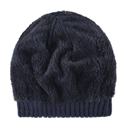 Winter Beanies Men Knitted Skull Pattern Solid Color Hat With Metal Skulls Skullies Beanies Men's Knit Thick Hats Add Velvet