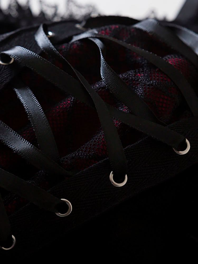 Y2K Gothic Style Sexy Top Fashion Sleeveless Waistcoat Backless Lace T-shirt Women Elegant Retro Underwear  Summer Outwear