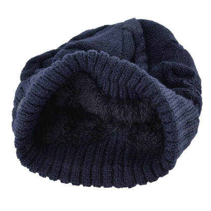 Winter Beanies Men Knitted Skull Pattern Solid Color Hat With Metal Skulls Skullies Beanies Men's Knit Thick Hats Add Velvet