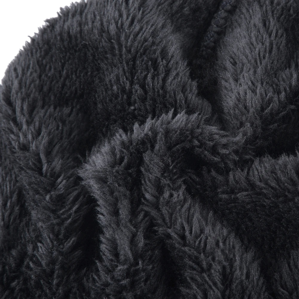 Winter Beanies Men Knitted Skull Pattern Solid Color Hat With Metal Skulls Skullies Beanies Men's Knit Thick Hats Add Velvet