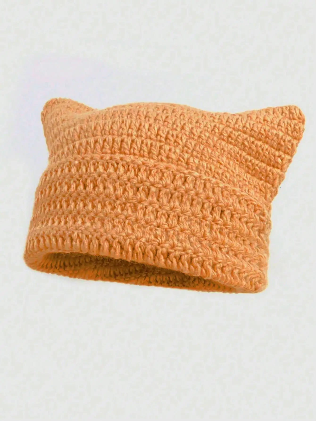 Cute Cat Ears Beanie Hats for Women Winter Striped Korean Punk Gothic Y2K Wool Knitted Streetwear Handmade Crochet Bucket Cap