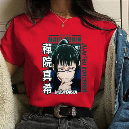 Anime T Shirt Zenin Maki Graphic Printed Round Neck Short Sleeve Women Fashion Casual Loose Tee Tops
